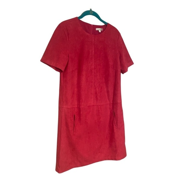 Jade By Melody Tam Pink Dress Short Sleeves Faux Suede size M - Picture 4 of 16